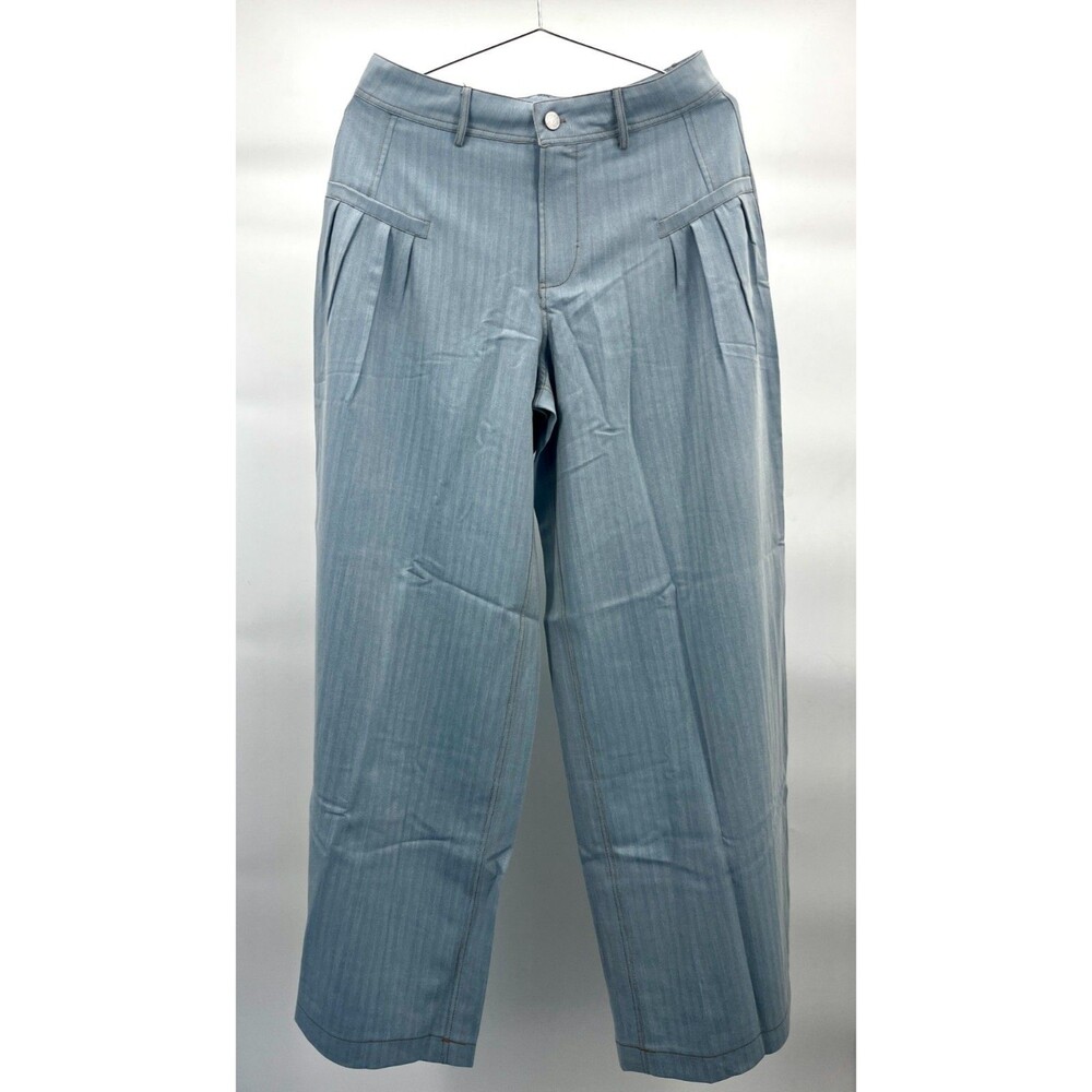 Women's Pants - miss love by Lala Blue Flowy Wide Leg Pin Striped Pants
